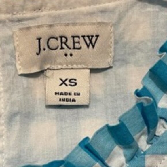 J. Crew Factory XS Gingham Sleeveless Mock Ruffle Neck Top - Picture 4 of 7